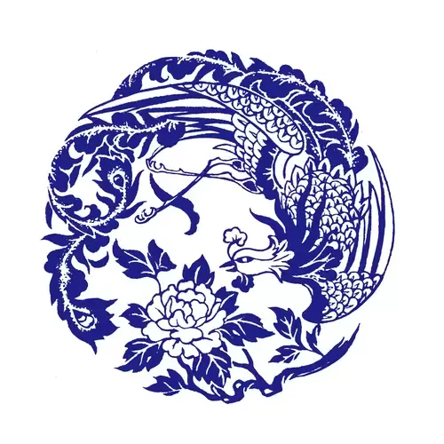 Blue and White Pottery Pattern Illustration Material