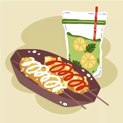 Local cuisine,Gamja hot dog Illustration Material