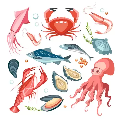 Seafood Icons Illustration Material