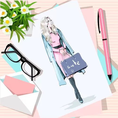 Fashion Women Illustration Material