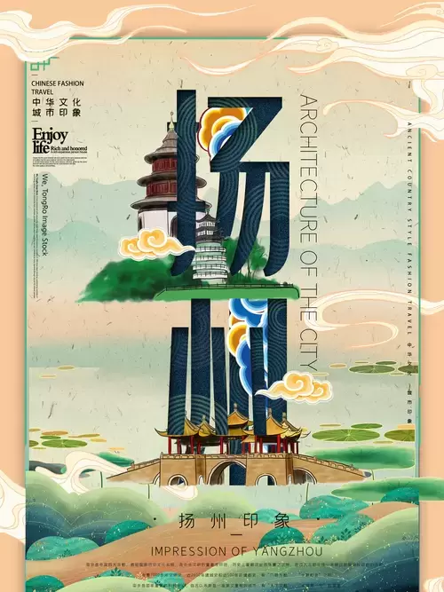 City Poster,Yangzhou Illustration Material