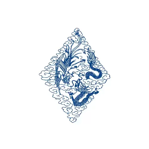 Blue And White Porcelain Pattern,Phoenix Illustration Material