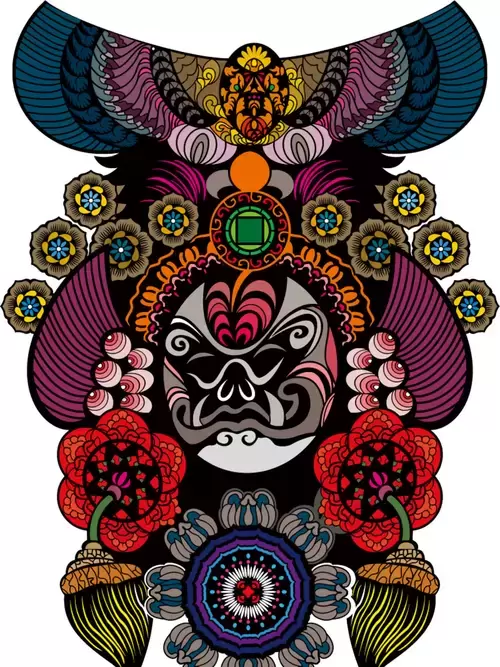 Peking Opera Masks Illustration Material