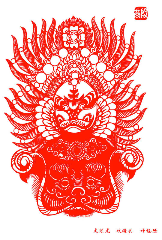 Peking Opera Masks Paper Cutting Illustration Vector