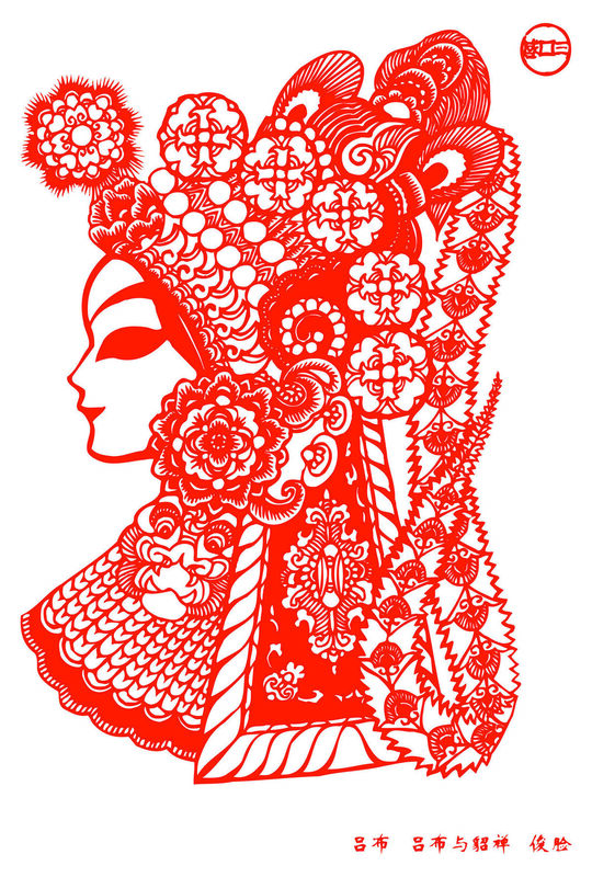 Peking Opera Masks Paper Cutting Illustration Vector