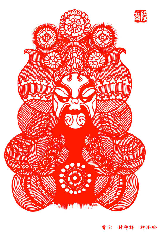 Peking Opera Masks Paper Cutting Illustration Vector