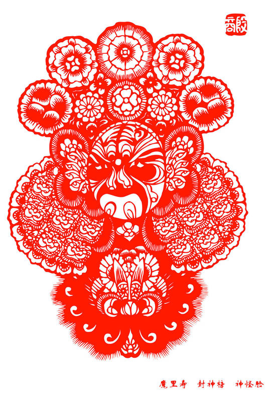 Peking Opera Masks Paper Cutting Illustration Vector