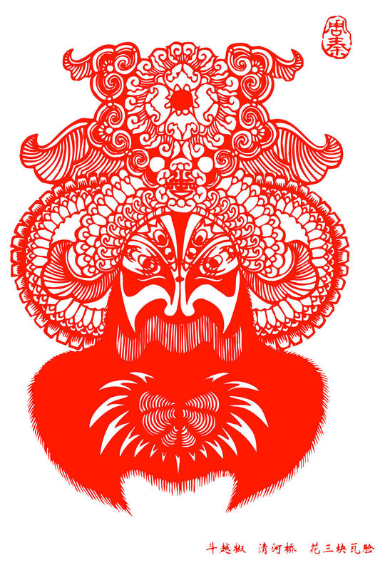 Peking Opera Masks Paper Cutting Illustration Vector