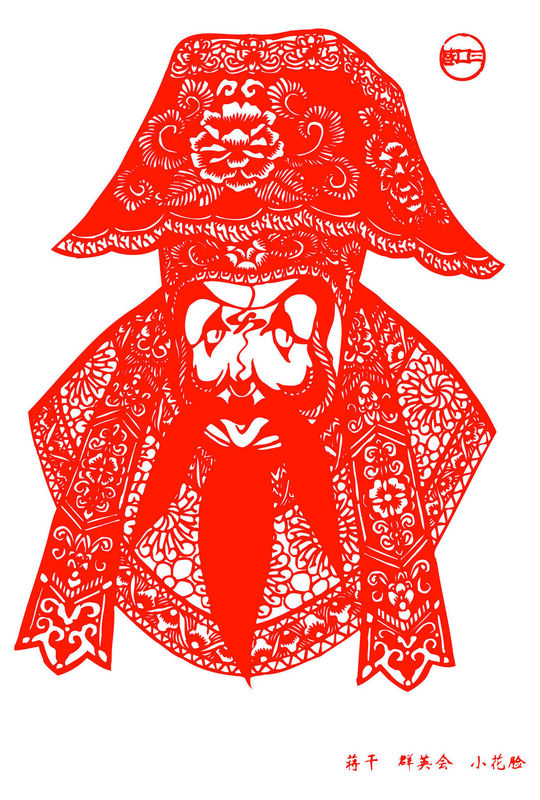 Peking Opera Masks Paper Cutting Illustration Vector