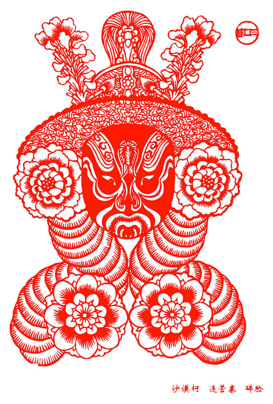 Peking Opera Masks Paper Cutting Illustration Vector