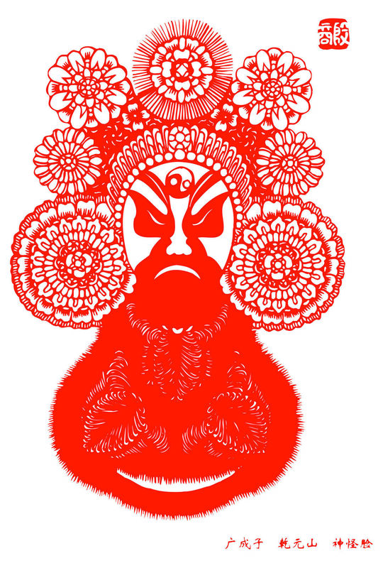 Peking Opera Masks Paper Cutting Illustration Vector