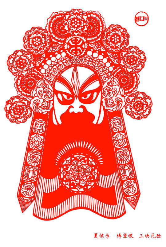 Peking Opera Masks Paper Cutting Illustration Vector