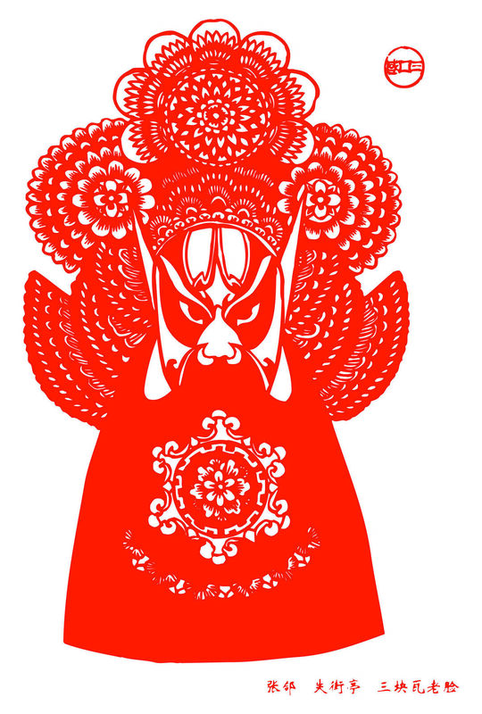 Peking Opera Masks Paper Cutting Illustration Vector