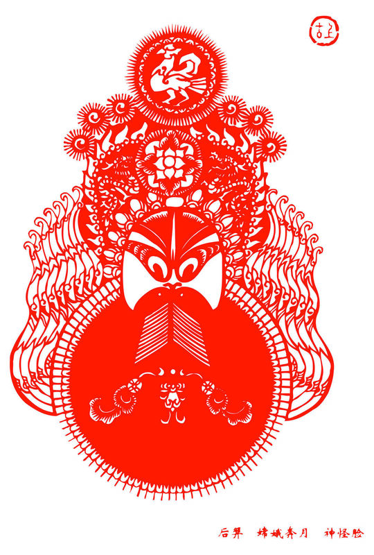 Peking Opera Masks Paper Cutting Illustration Vector