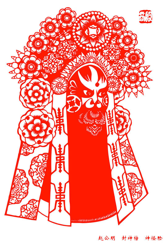 Peking Opera Masks Paper Cutting Illustration Vector