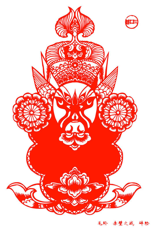 Peking Opera Masks Paper Cutting Illustration Vector