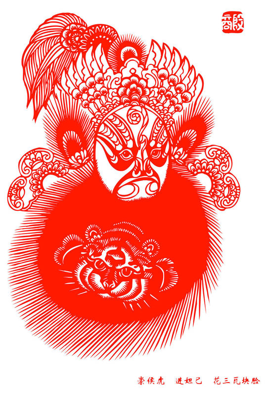 Peking Opera Masks Paper Cutting Illustration Vector