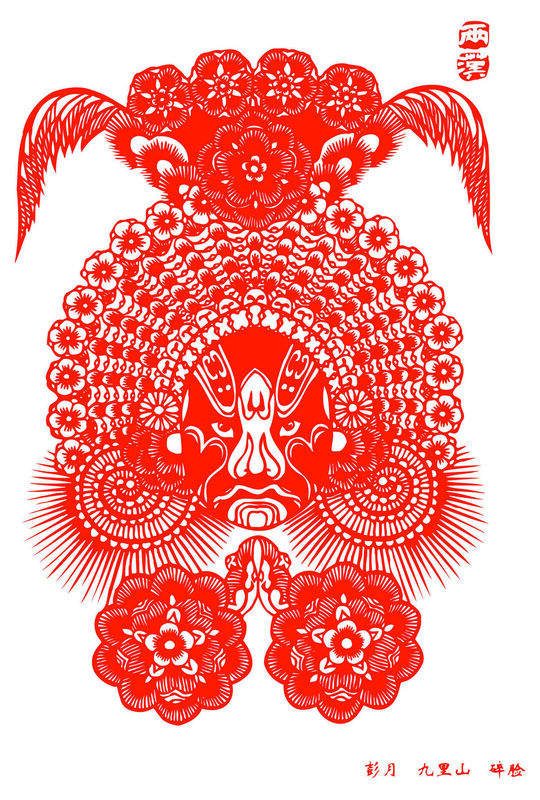 Peking Opera Masks Paper Cutting Illustration Vector