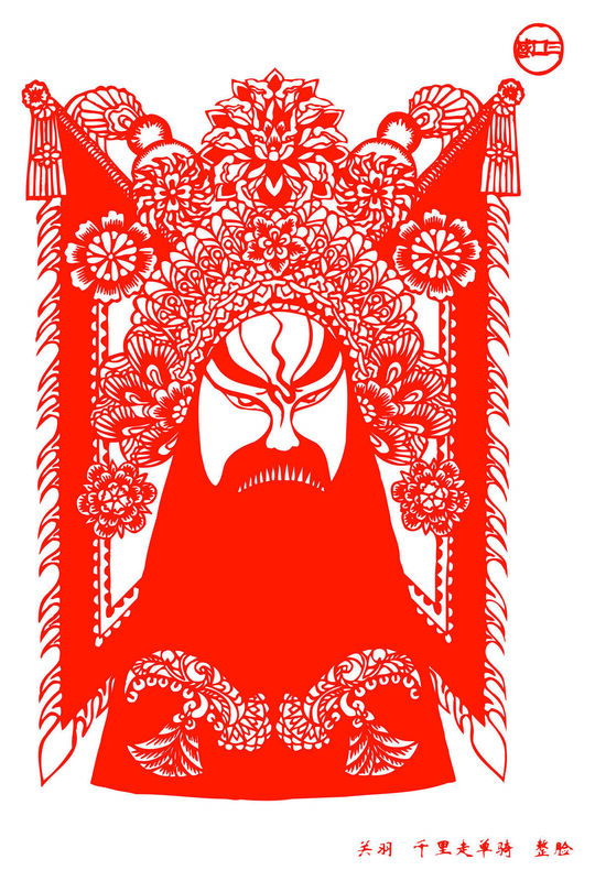 Peking Opera Masks Paper Cutting Illustration Vector