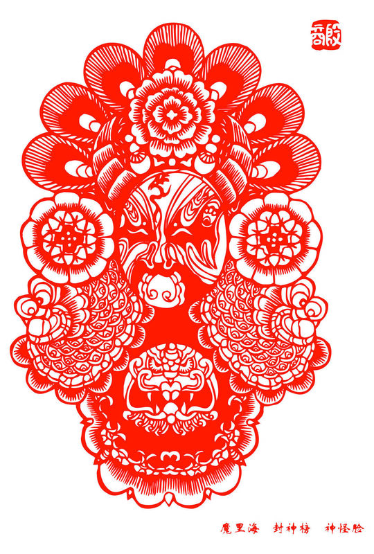 Peking Opera Masks Paper Cutting Illustration Vector