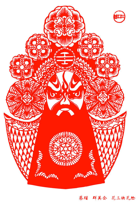 Peking Opera Masks Paper Cutting Illustration Vector