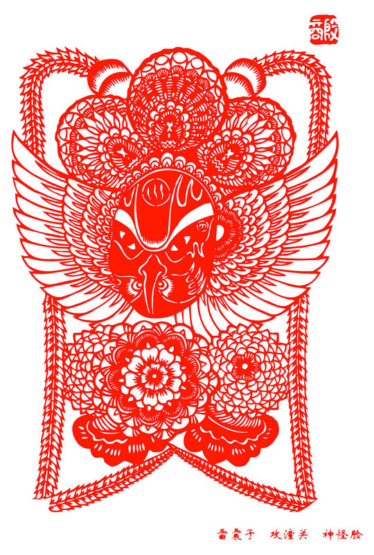 Peking Opera Masks Paper Cutting Illustration Vector