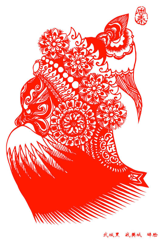 Peking Opera Masks Paper Cutting Illustration Vector