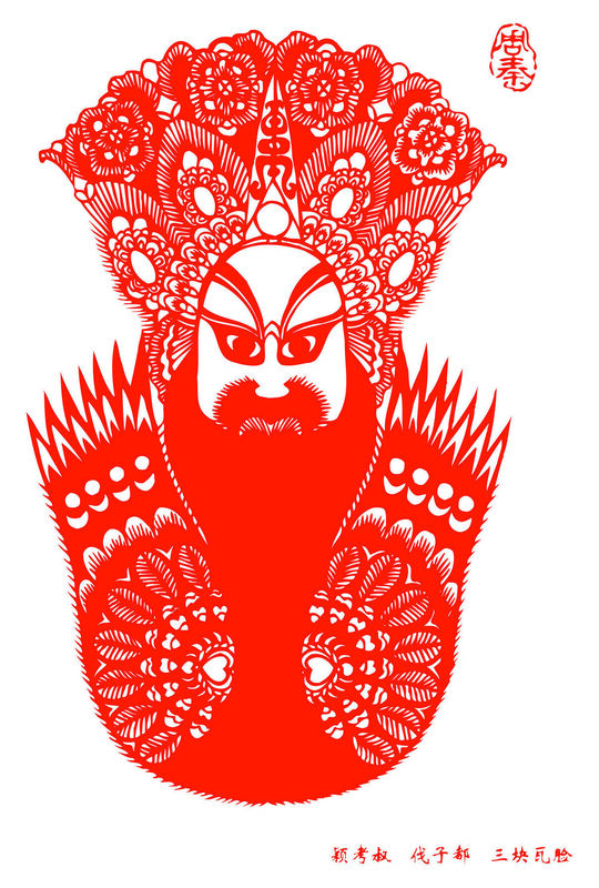 Peking Opera Masks Paper Cutting Illustration Vector