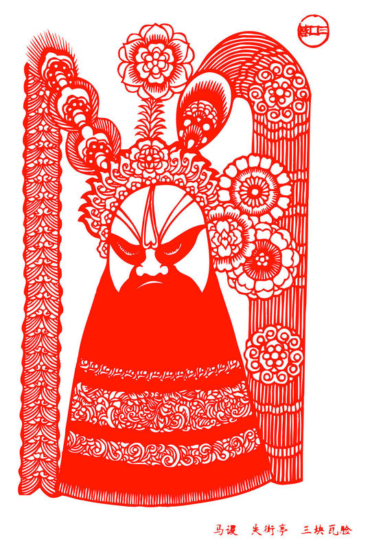 Peking Opera Masks Paper Cutting Illustration Vector