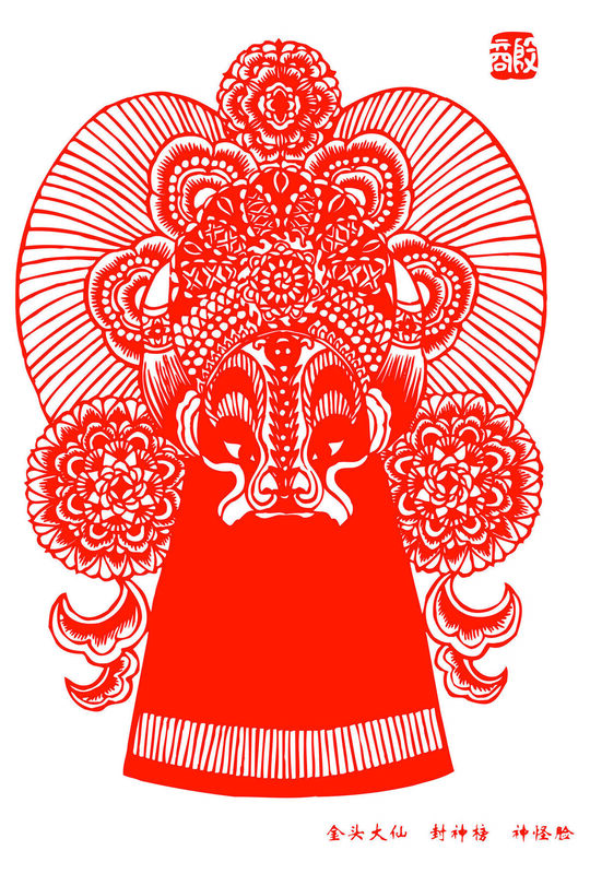 Peking Opera Masks Paper Cutting Illustration Vector