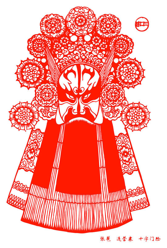 Peking Opera Masks Paper Cutting Illustration Vector