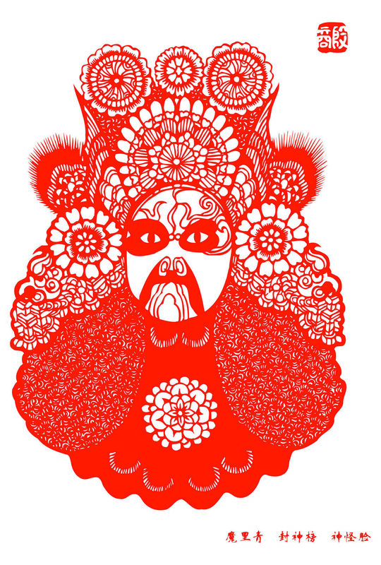 Peking Opera Masks Paper Cutting Illustration Vector