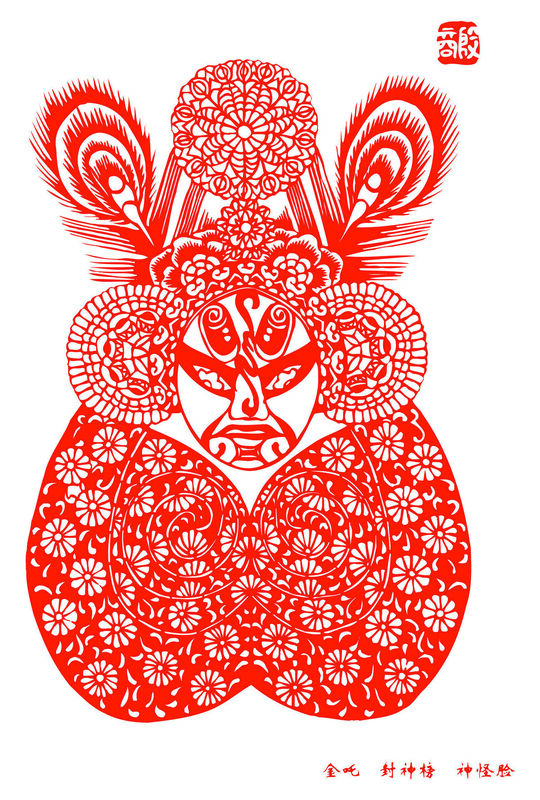 Peking Opera Masks Paper Cutting Illustration Vector