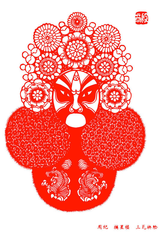 Peking Opera Masks Paper Cutting Illustration Vector