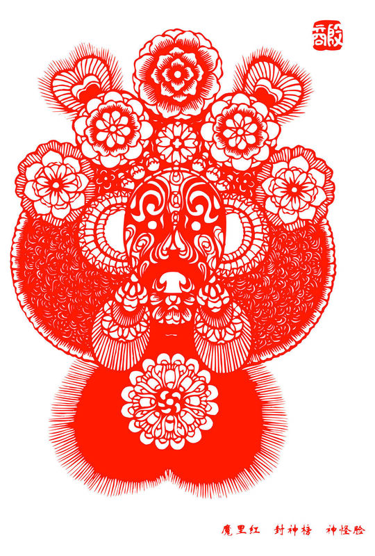 Peking Opera Masks Paper Cutting Illustration Vector