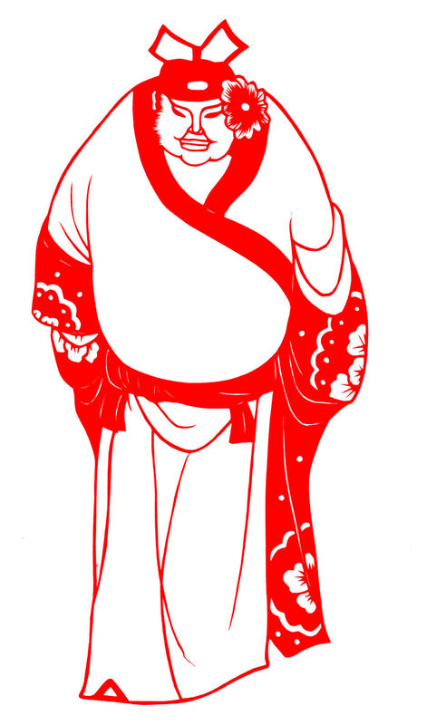 Water Margin: Cai Qing Paper Cutting Illustration Vector