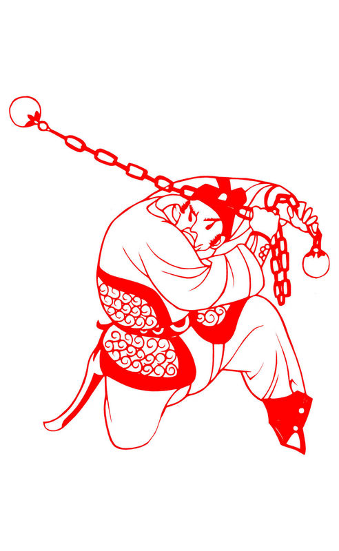 Water Margin: Deng Fei Paper Cutting Illustration Vector