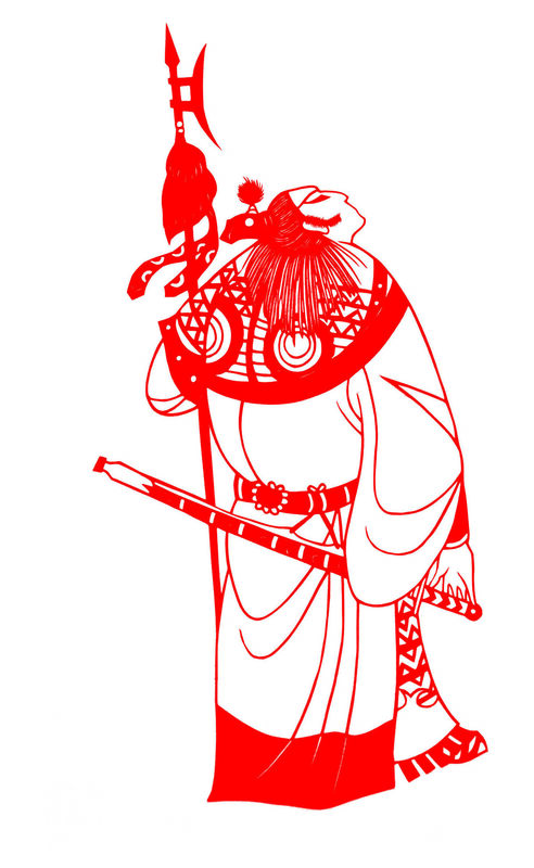 Water Margin: Guo Sheng Paper Cutting Illustration Vector