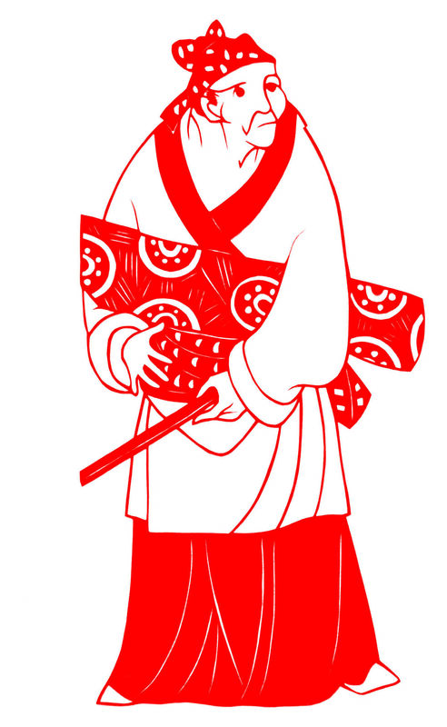 Water Margin: Hou Jian Paper Cutting Illustration Vector