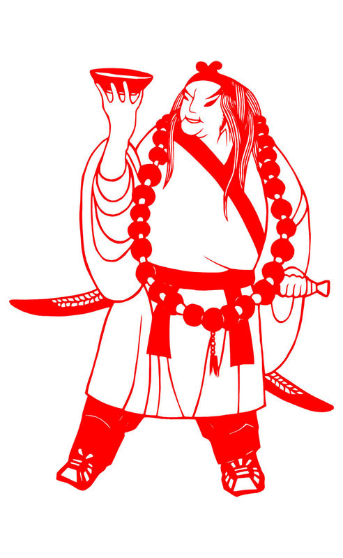 Water Margin: Wu Song Paper Cutting Illustration Vector