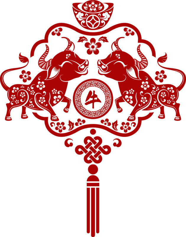 Year of the Ox Paper Cutting Illustration Vector