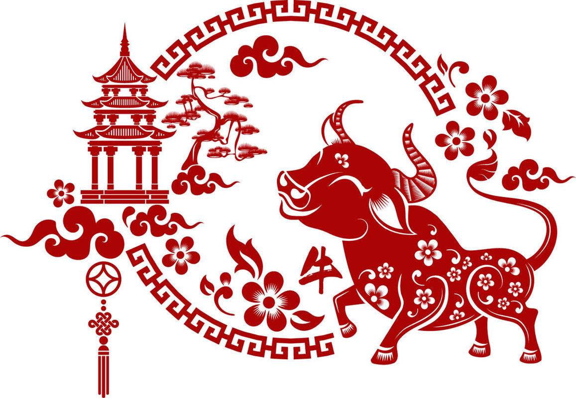 Year of the Ox Paper Cutting Illustration Vector