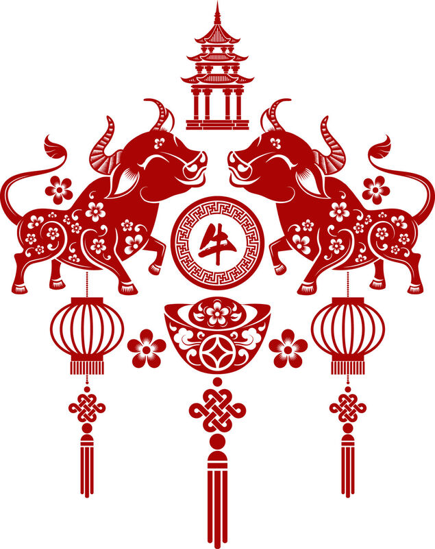 Year of the Ox Paper Cutting Illustration Vector