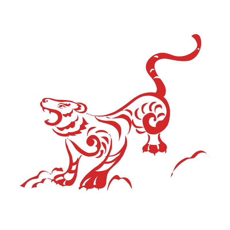 Year of the tiger Paper Cutting Illustration Vector