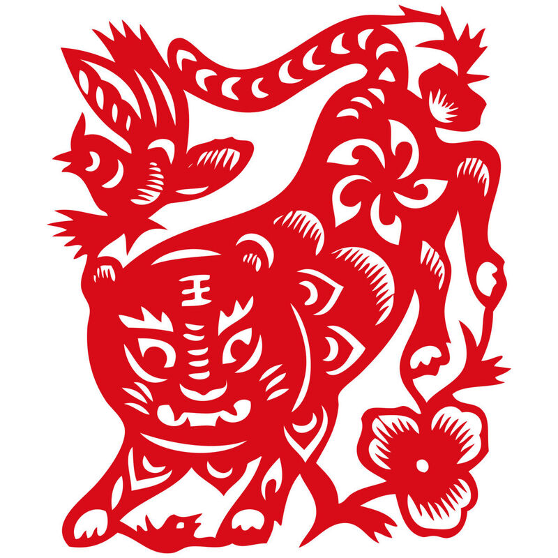 Year of the tiger Paper Cutting Illustration Vector