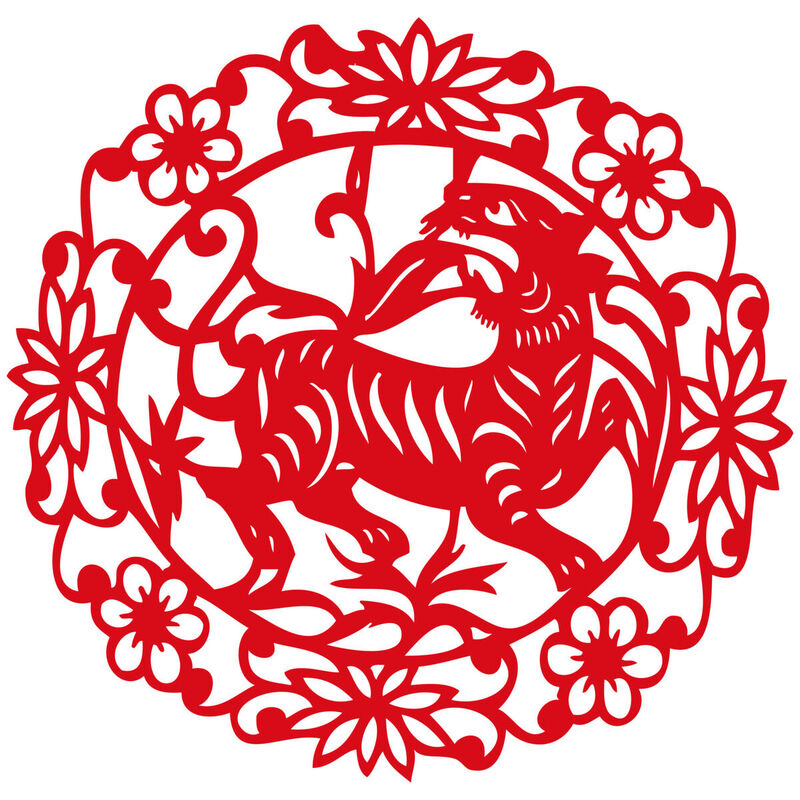 Year of the tiger Paper Cutting Illustration Vector