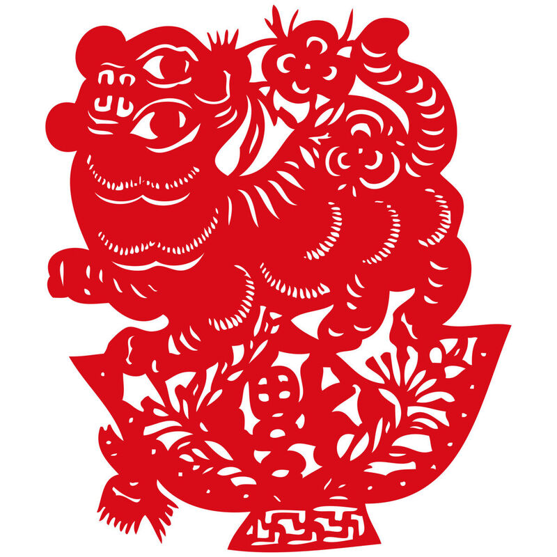 Year of the tiger Paper Cutting Illustration Vector