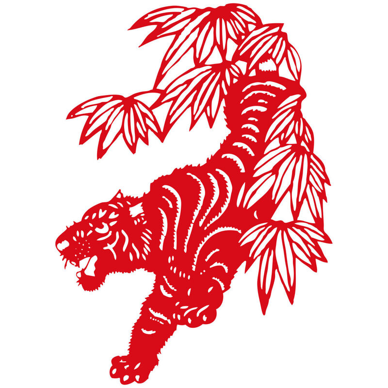 Year of the tiger Paper Cutting Illustration Vector