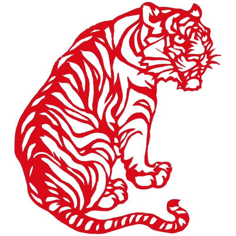 Year of the tiger Paper Cutting Illustration Vector