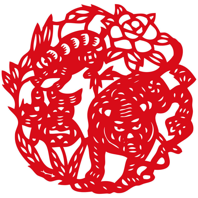 Year of the tiger Paper Cutting Illustration Vector